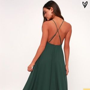 NEW WITH TAGS! Lulus dark green long maxi dress